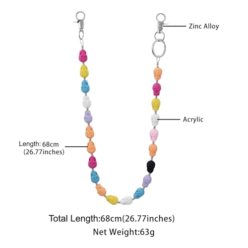 Image of Unisex Punk Chains for Pants, Heavy Duty Belt Chains Hip Hop Trousers Jeans Chain with Lobster Clasps for Wallet Keys