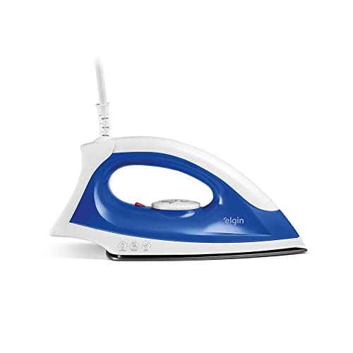 Ferro de Passar a Seco Iron Force Elgin Super Leve Branco e Azul Base Antiaderente 110V