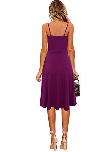 Image of Berydress Women's Casual Beach Summer Dresses 2026 Solid Cotton Flattering A-Line Spaghetti Strap Button Down Midi Sundress