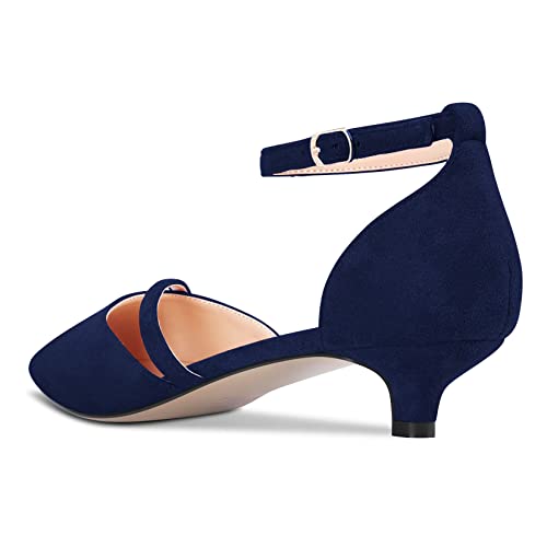 Castamere Women Low Kitten Heel Close Pointed Pumps Ankle Strap Two-Piece Buckle Wedding Party Sexy Dress Shoes 1.4 Inches Heels3