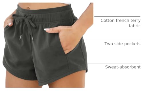 Image of ODODOS Women's Sweat Shorts with Pockets Cotton French Terry Drawstring Summer Workout Casual Lounge Shorts