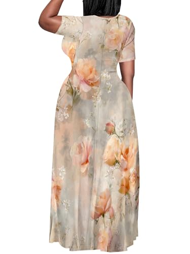 Image of Plus Size Maxi Dresses for Curvy Women T-Shirt Summer Sun Dresses Loose Fit