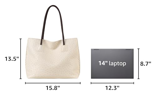 Image of Milan Chiva Tote Bag for Women with Zipper Large Ostrich Vegan Leather Shoulder Purses and Handbags