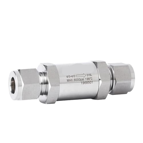 Válvula de retención acero inoxidable 6mm con doble virola para tuberías de gas a 6000 Psi
