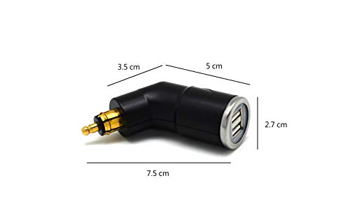 Cliff-Top® 3.3 Amp Moto Hella (DIN) à Adaptateur USB (Angle), Compatible avec Les motocyclettes BMW