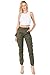 TwiinSisters Women's High Waist Slim Fit Color Cargo Joggers Pants with Matching Belt - Medium, Olive