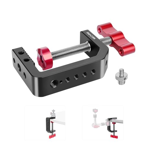 Mechrig C Clamp Desk Camera Mount Aluminum Table C-clamp with 1/4 3/8 Thread Desktop DSLR Mount for Photo Studio Video Camera Light Stand Desk Rods Shelves Bike Max Clamp 2.36 (62021)
