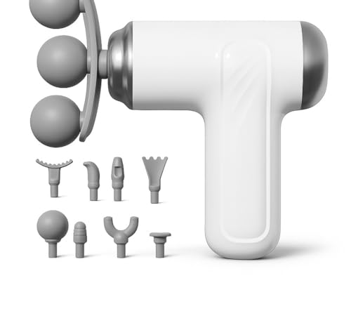 Image of Triple head Massage Gun Pro+ Mini, Portable Massage Gun, 3-Head Percussion, 6-Speed Settings, Deep Tissue Muscle Relief, 2300-3200RPM, with 9 Attachments, 1200mAh Battery