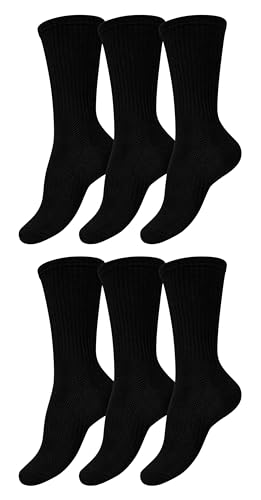 Image of Winterlace Womens Cushioned Cotton Crew Socks Athletic Sports Gym Moisture Wicking 6 Pairs Running Sock