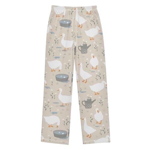 Goose Drinking Water Boys Long Pants Soft Trousers Elastic Waist Kids Lounge Bottoms with Pockets S-XL