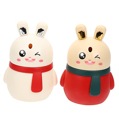 OUNONA 2pcs Rabbit Shaped Toothpick Holders Pop Up Automatic Toothpick Container Creative Elegant for Home Party Supplies Chic Adorable Design for Dining Table