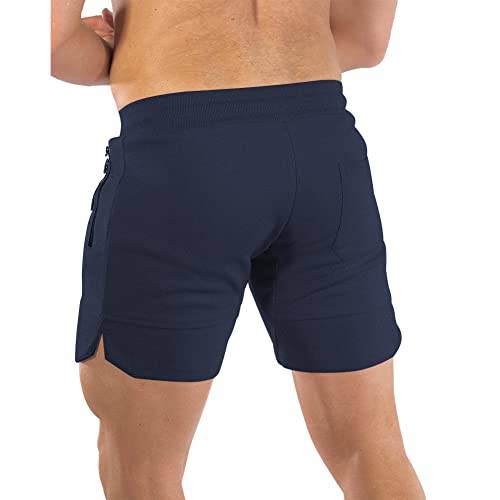 Image of PIDOGYM Men's 5 inch Gym Workout Shorts,Fitted Jogging Short Pants for Bodybuilding Running Training with Zipper Pockets
