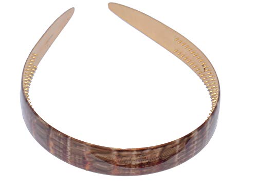 Parcelona French Wide 3/4" Celluloid Headband Women Hair Accessories, Made in France (Strata Maroon Red, 3/4")