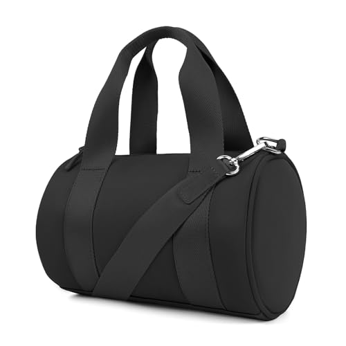 IBEE Small Gym Bag for Women Mini Duffel Bag for Travel Waterproof Workout Crossbody Bags Elastic Fabric Barrel Purse for Sports Fitness Yoga Cute Lightweight