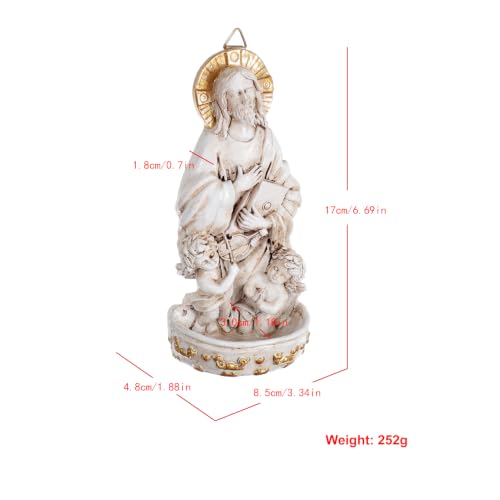 Image of KOMI Jesus Christ Resin Holy Water Font for Home Altar Wall Hanging Decor Catholic Gifts