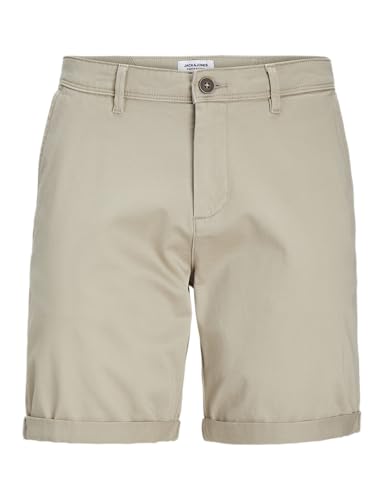 JACK & JONES Shorts Homme Taille Moyenne Bermuda Chino Pantalon Midi Coupe Droite, Couleurs:Beige, Taille:M