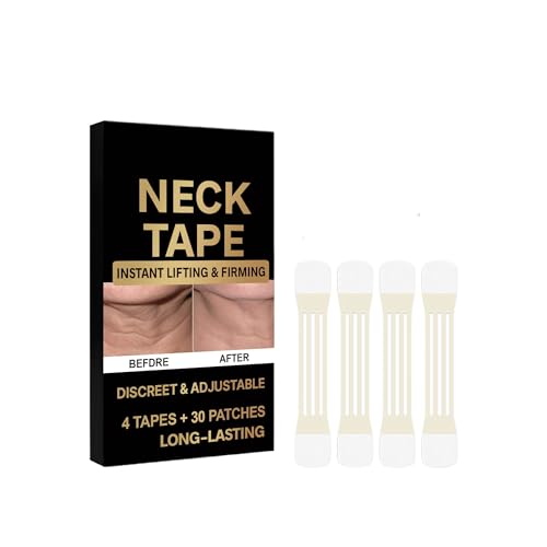 sinBron Neck Tape Lifting Invisible - 30PCS Instant Lift for Sagging Skin & Wrinkles, Hypoallergenic Neck Behind Lift Tape for All Skin Types (4 Elastic Bands)