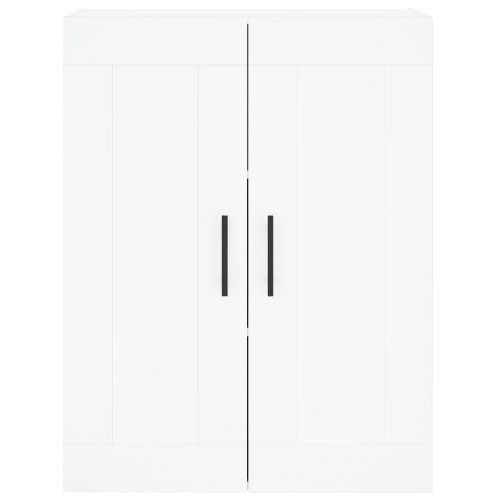 Armadietto alto, bianco, 69,5 x 34 x 180 cm, in legno con piedini in metallo, per soggiorno, corridoio e sala da pranzo, vano portaoggetti, pratiche porte, cassettiera stabile, adatto come
