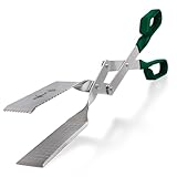 Shark BBQ Grill Tongs - 17 inch (Green). Professional steak grilling utensil. Long-reach Barbeque Tong. Ideal for steak, fish, burger, and sausage