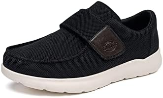 CBMTCR Men's Wide Width Shoes with Adjustable Closure Lightweight for Diabetic Edema Plantar Fasciitis Bunions Arthritis Swollen Feet - SK2 Black
