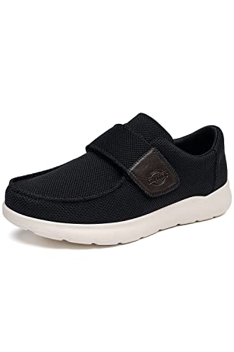 Cbmtcr Men's Wide Width Shoes With Adjustable Closure Lightweight For Diabetic Edema Plantar Fasciitis Bunions Arthritis Swollen Feet - Sk2 Black #TOP2