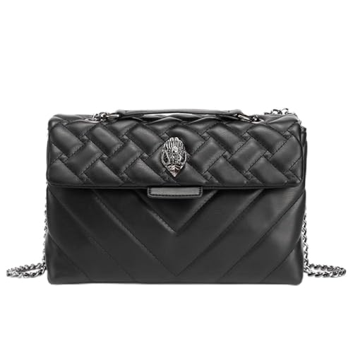 Image of Rejolly Rainbow Stripe Crossbody Shoulder Bag for Women Color Blocking PU Leather Colourful Purse with Chain Strap | PU Leather, with Chain Strap