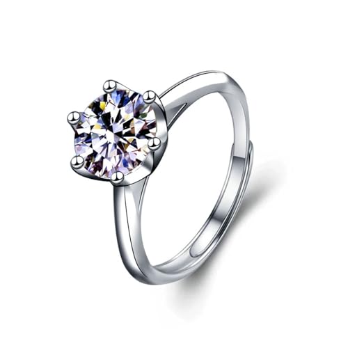 Bague Argent 925 Femme Moissanite Ronde Idéale pour Briller au Quotidien et le Jour J