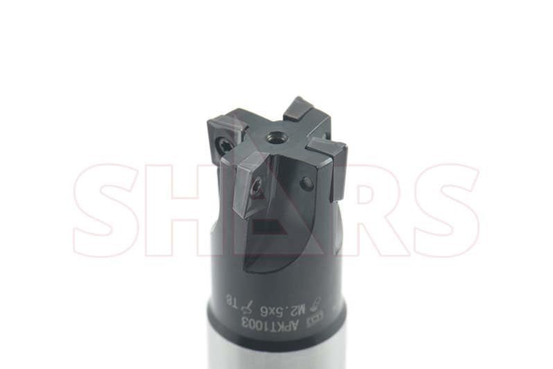 Image of Shars CNC 1 inch 4 Flutes 90 Indexable End Mill with 4 PCS APKT 22 1003 Insert New 404-1863W+404-6960(4) P[