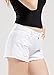 chouyatou Women's Perfectly Fit 5-Pockets Ripped Denim Jean Shorts (L-US 12, White)