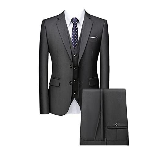 Herren Dreiteiliger Hochzeitsanzug für Zeremonien Elegantes Formales 3-teiliger Herren Anzüge Smoking-Anzug Sakko Jacke & Weste & Hose für Business-Dinner-Party DaGrau 4XL Herren Dreiteiliger Hochzeitsanzug für Zeremonien Elegantes Formales 3-teiliger Herren Anzüge Smoking-Anzug Sakko Jacke & Weste & Hose für Business-Dinner-Party DaGrau 4XL