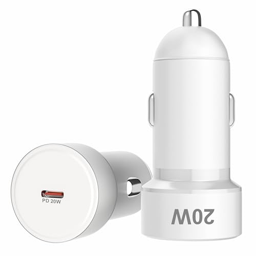 Image of UBON CH282 20W Type-C PD Fast Charging Car Charger | Compact Car Charging Adapter for iPhone, Android Smartphones, Smartwatches, Earbuds & Power Banks (White)