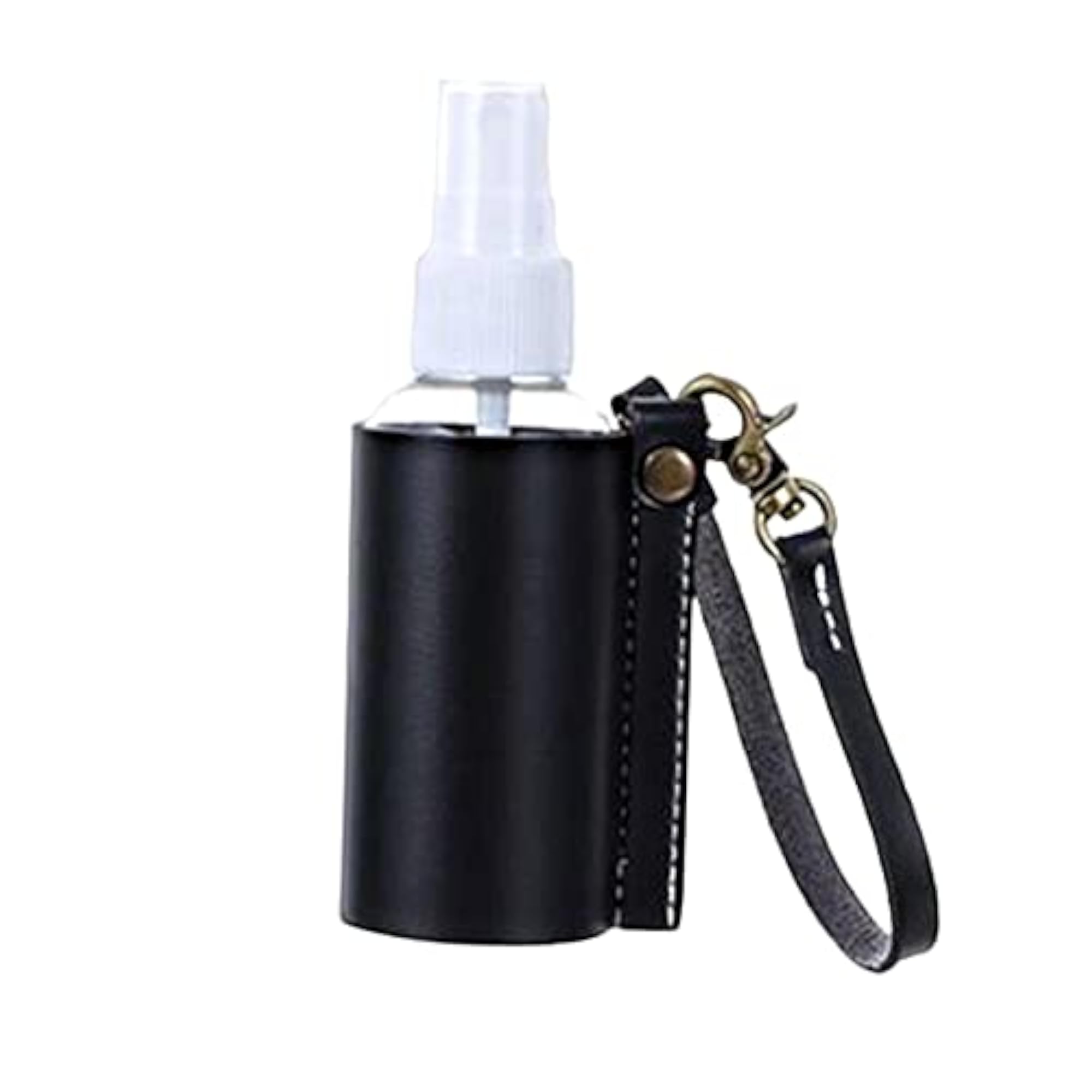 Empty Bottle with PU Leather Sleeve Holder for Lotion, Black