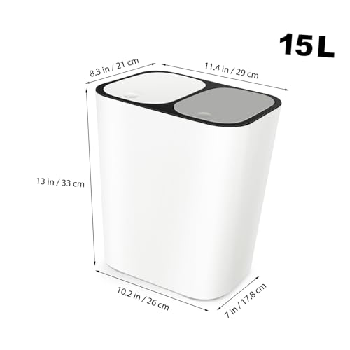 Bote de basura dual rectangular beige miniatura 2