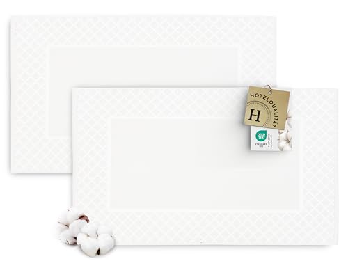 ZOLLNER 2er Set Badevorlagen 100% Baumwolle, 50x80 cm, weiß