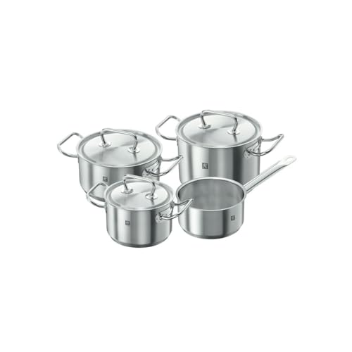 ZWILLING Cooking Pot Set, 4 pcs, 3 Lids, Suitable for induction, Stainless Steel, Twin Classic, Silver