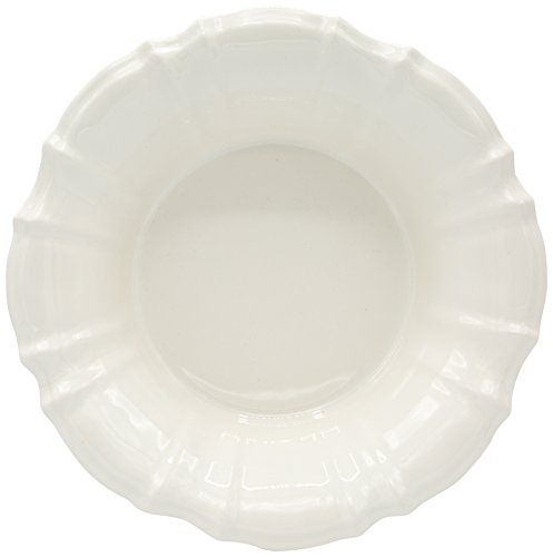 Euro Ceramica Chloe Collection Elegant 9.8" Ruffled Ceramic Pasta/Salad Bowl, White #TOP10