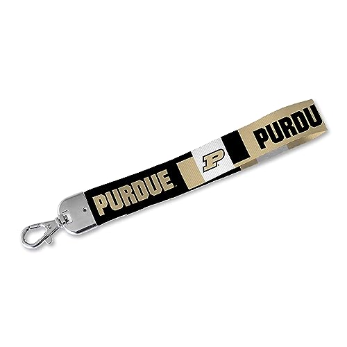 Rico Industries NCAA Purdue Boilermakers Wrist Lanyard Key Chain Cute Wristlet Strap Keychain Holder for Women Men Car Keys ID Badges Card Wallet Phone Camera