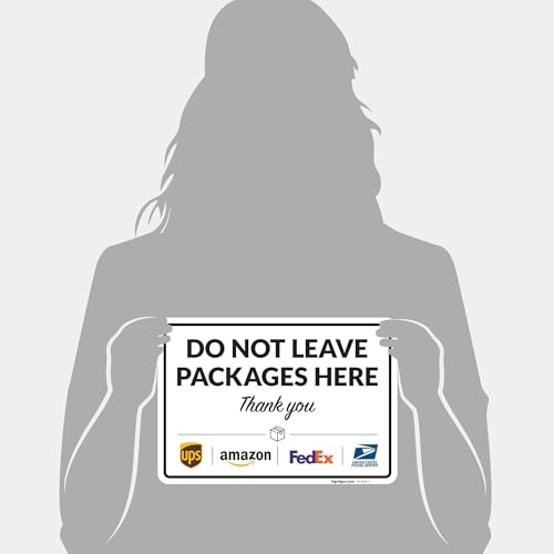 Image of Package Delivery Sign, Delivery Instructions Do Not Leave Package Here Sign, 10x7 Inches, 4 Mil Vinyl Decal Stickers Weather Resistant, Made in USA