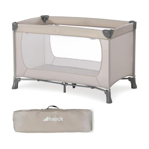 Hauck Lettino da Viaggio Dream N Play - Culla Neonato Fino a 15kg - Letto Pieghevole 60x120cm - Box Bambini Leggero con Borsa inclusa - Beige