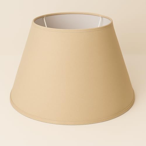 40 cm Cône Abat-jour, Tissu en Coton avec dos en PVC blanc, Produit fait main, pour Lampe de table, Lampadaire (Creme)