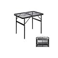 Moosinily Small Folding Table 2FT Grill Table Foldable Camping Table Picnic Portable Mesh 2 Height Adjustable Outdoor Beach BBQ Black 23.6×15.7 inch