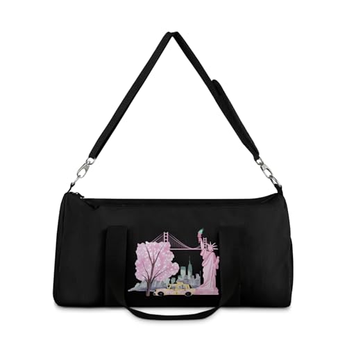 NYC Duffel Bag Island Cherry Blossom Pink Statue of Liberty School Gym Travel2
