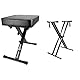 RockJam Double Braced Adjustable Keyboard Stand with Locking Straps & Premium Adjustable Padded Keyboard Bench or Digital Piano Stool, Regulär