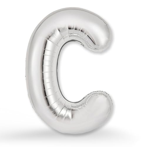 FUNXGO® Lettre C Argenté - XXL 100cm - Ballon d'Anniversaire en Argenté - Pour Gonflage à l'Hélium - Élégance Brillante pour Vos Fêtes