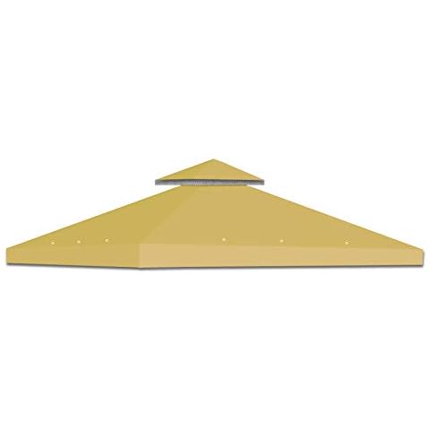 Strong Camel Dual Tier Gazebo Replacement 10' x 10' Canopy Top Cover Awning Roof Top Cover (Tan) Cover