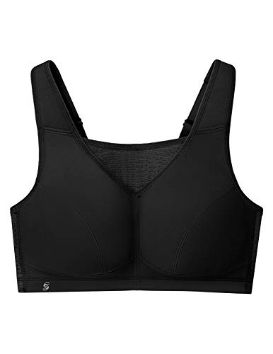 Glamorise Elite Performance Full Figure Wirefree Camisole Plus Size Back Close Sports Bra #1067 Black
