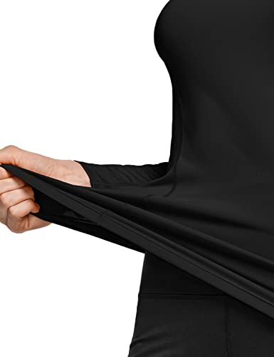 Athlio Women's Sports Compression Shirt, Cool Dry Fit Long Sleeve Workout Tops, Athletic Exercise Gym Yoga Shirts, 2Pack Black/Black, Medium #TOP6