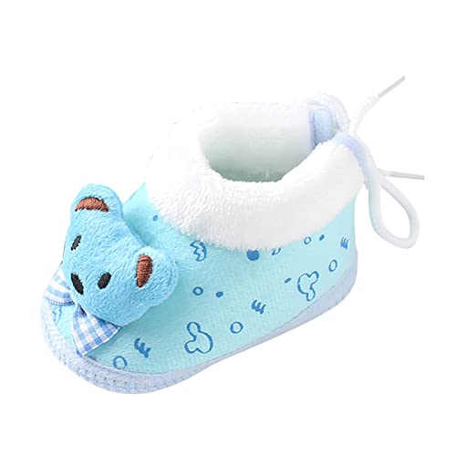 Unisex Infant Slippers Baby Cozy Fleece Booties Boys Girls Anti Slip Winter Sock Shoes Fuzzy Boots First Walking Shoes (Blue, 6-12 Months)