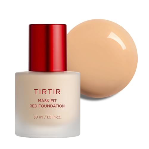 TIRTIR Mask Fit Red FoundationㅣLong Lasting Flawless Coverage, Energy Essence, Lightweight, Hydrating, Pore-Blurring, Breathable Satin Finish, Makeup, Radiant Skin, 24N Latte, 1.01 Fl Oz