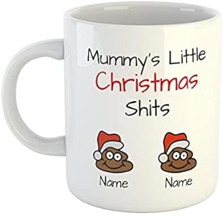 Mummy's Little Christmas Shits Personalised Names Mug | Rude Mugs | Funny Mugs | Novelty Mugs | Mugs for Mam | Christmas Gifts for mum | Mom Mugs | Xmas Mugs | Xmas Gifts